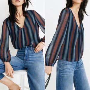 MADEWELL Sheer-Sleeve Top in Academy Stripe